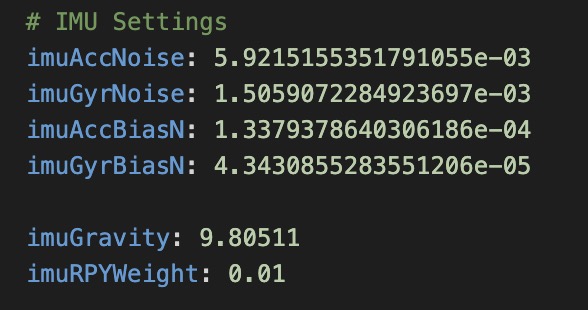 IMU intrinsics