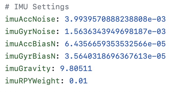 IMU intrinsics